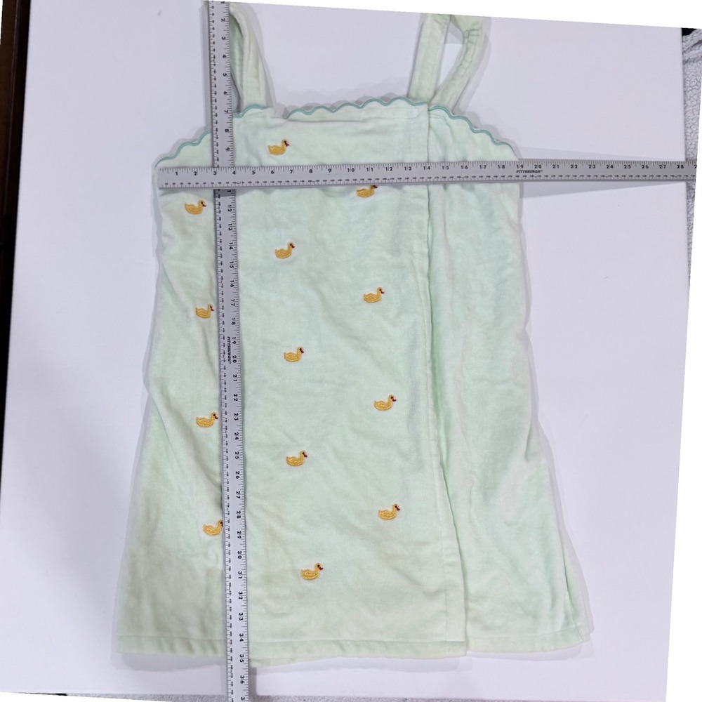 Y2K Vanity Fair Spa Wrap Women L/XL Mint Green Duck Embroidered Scallop - Picture 8 of 11